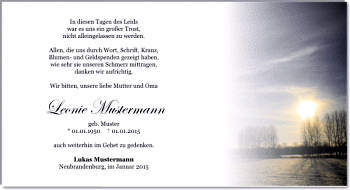 Danksagungen Trauer