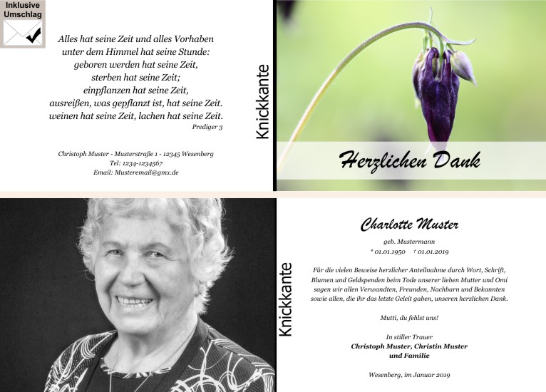 Danksagungen Trauer