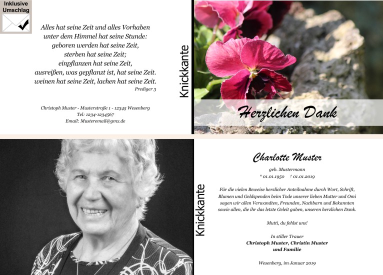 Danksagungen Trauer