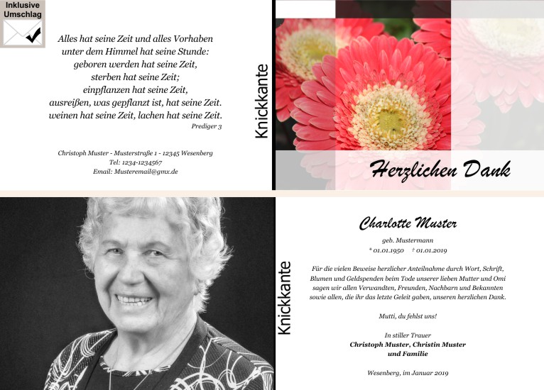 Danksagungen Trauer