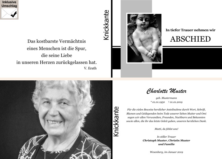 Danksagungen Trauer