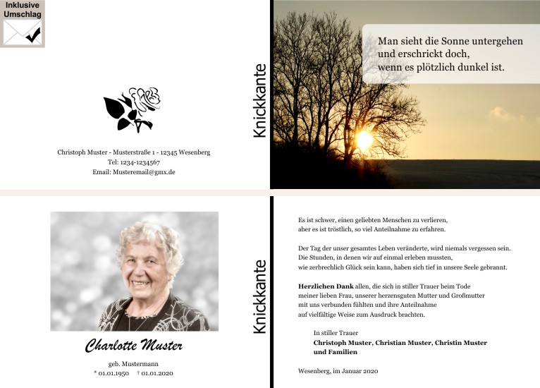 Danksagungen Trauer