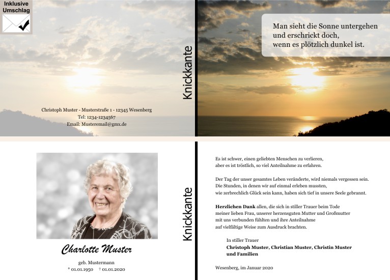 Danksagungen Trauer