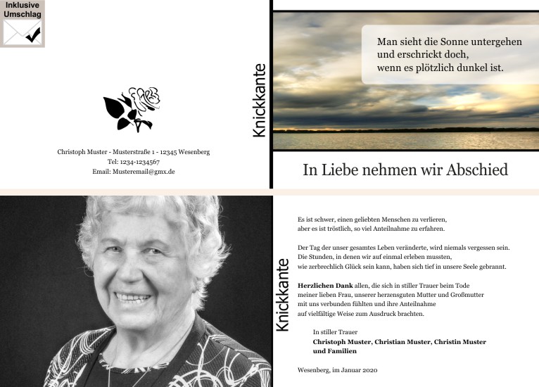 Danksagungen Trauer