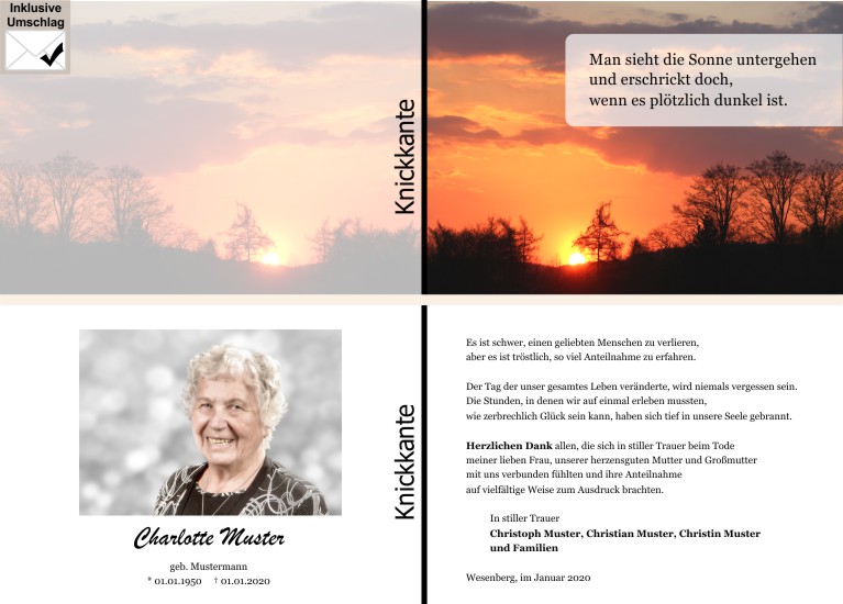 Danksagungen Trauer