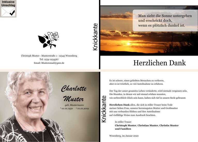 Danksagungen Trauer