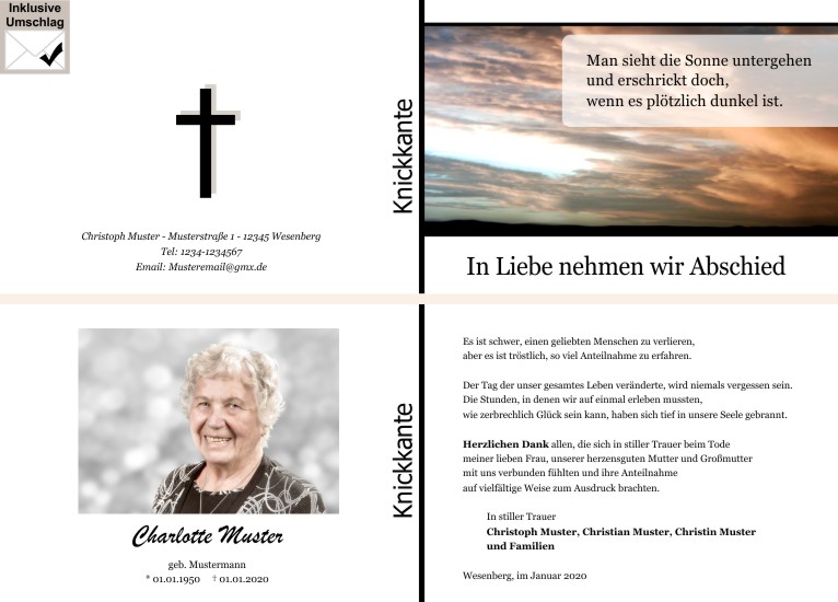 Danksagungen Trauer