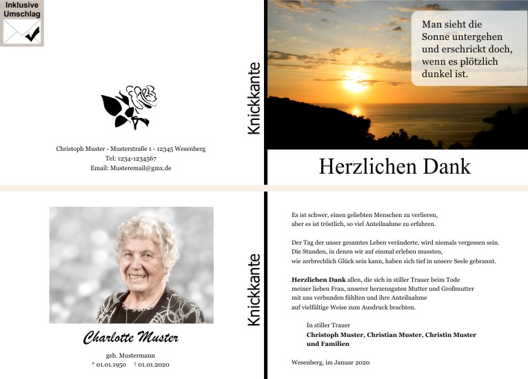 Danksagungen Trauer