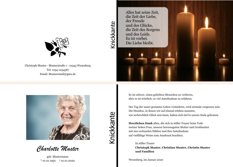 Danksagungen Trauer