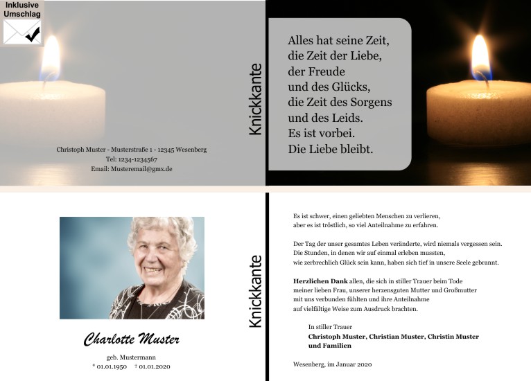 Danksagungen Trauer