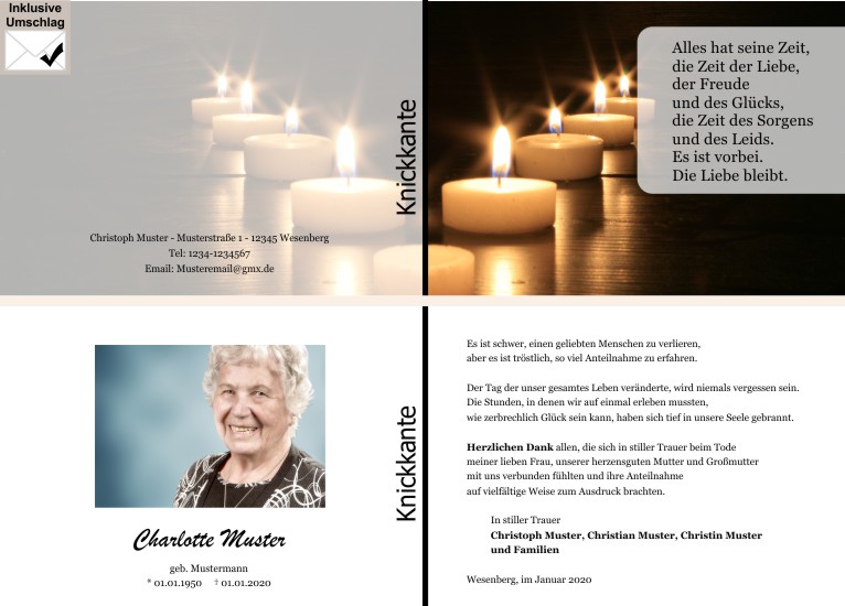 Danksagungen Trauer