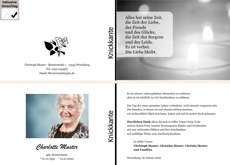 Danksagungen Trauer