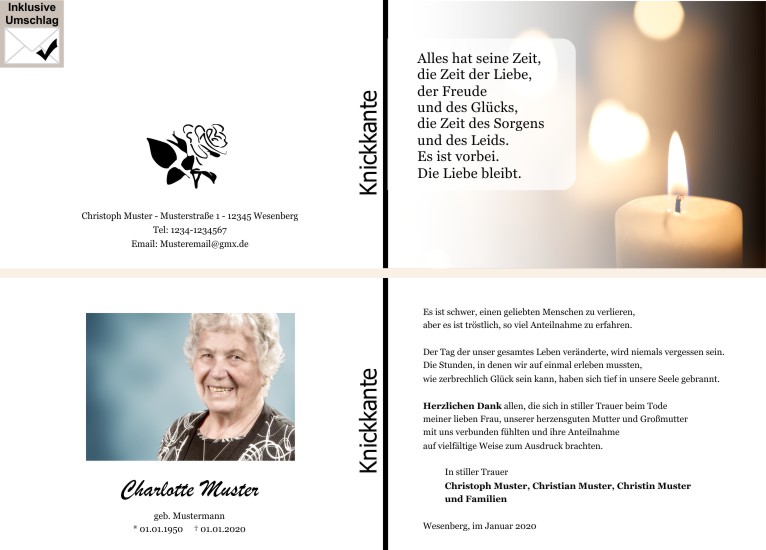Danksagungen Trauer
