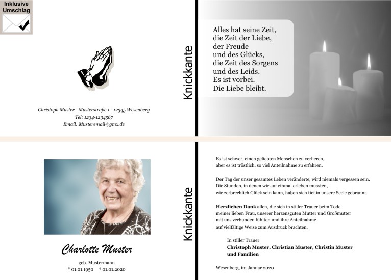 Danksagungen Trauer