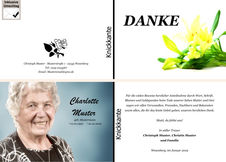 Danksagungen Trauer