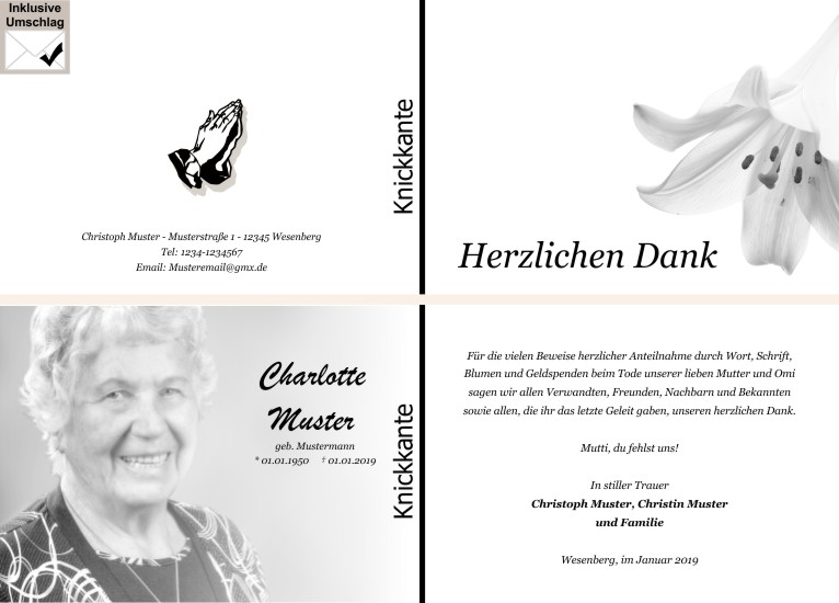Danksagungen Trauer