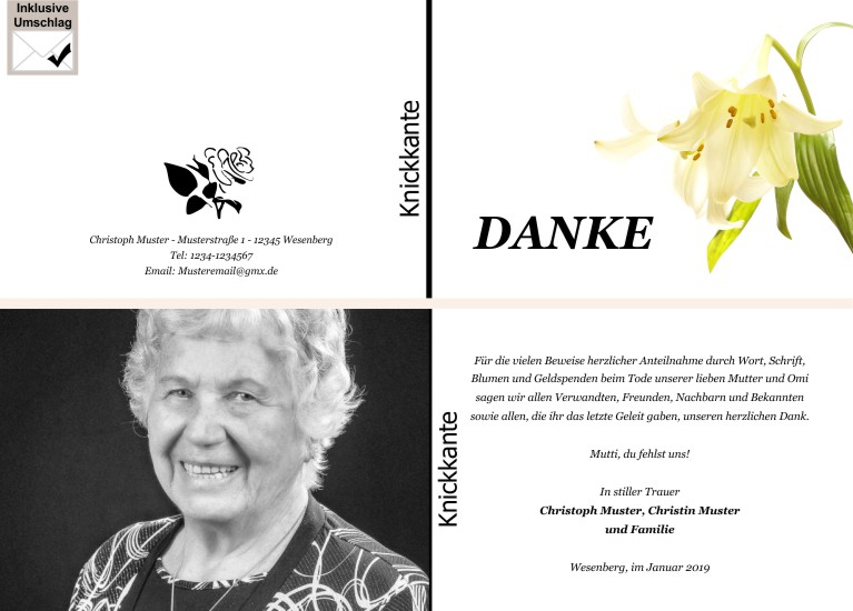 Danksagungen Trauer