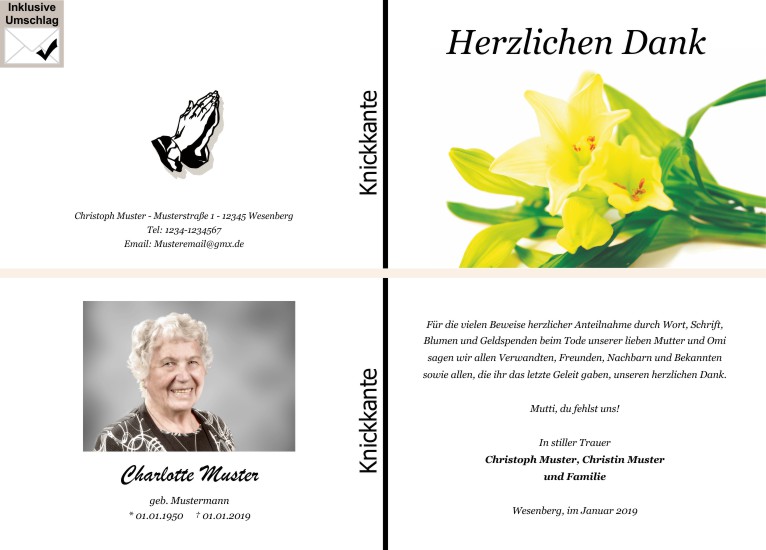 Danksagungen Trauer