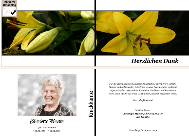 Danksagungen Trauer