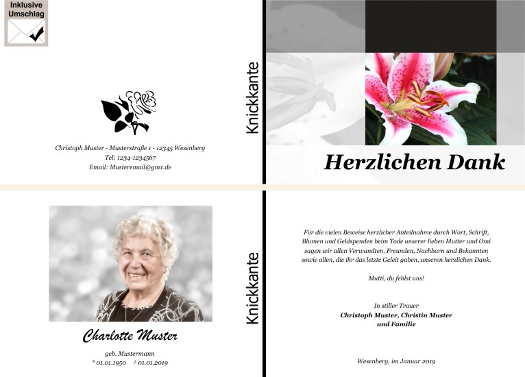 Danksagungen Trauer