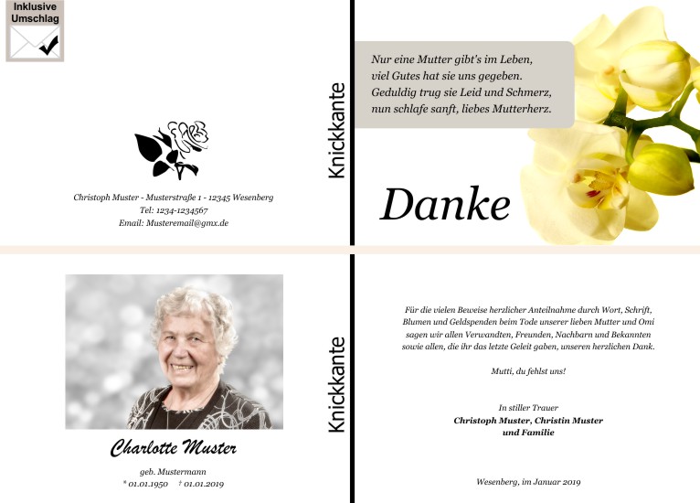 Danksagungen Trauer