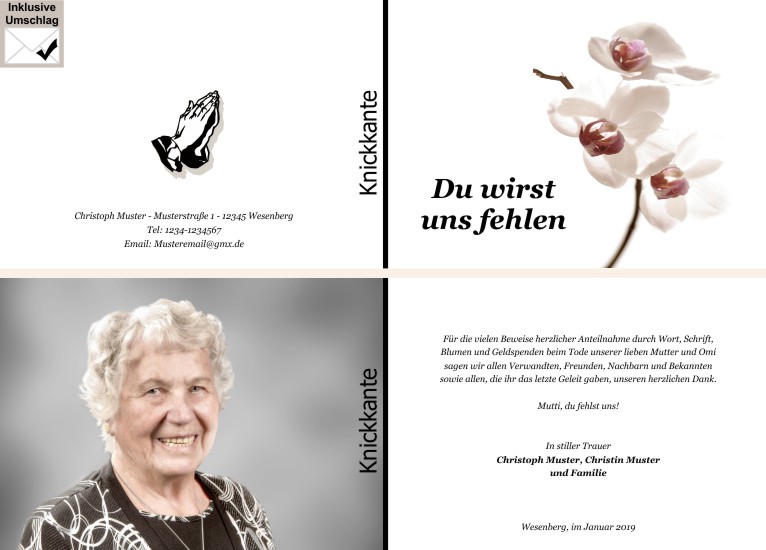 Danksagungen Trauer