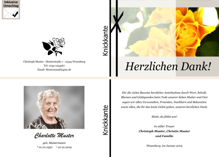Danksagungen Trauer
