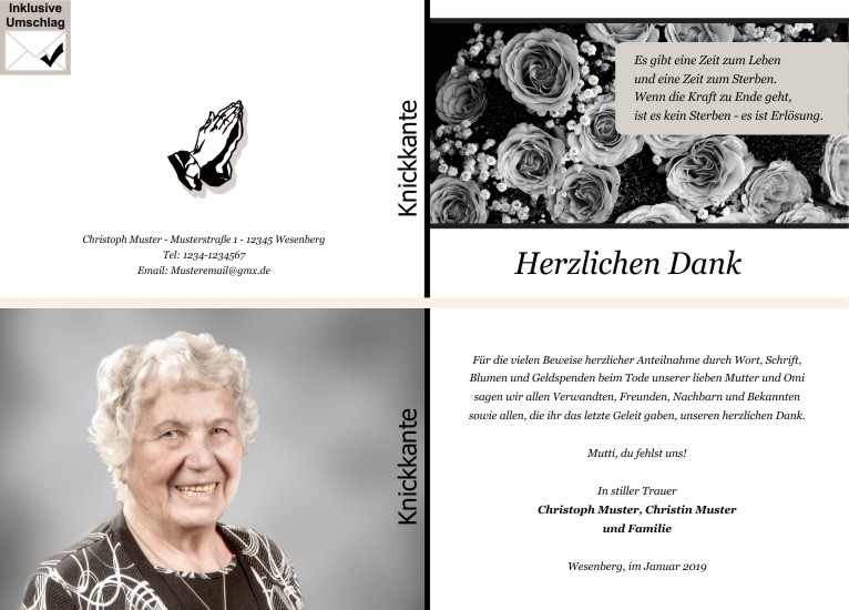 Danksagungen Trauer