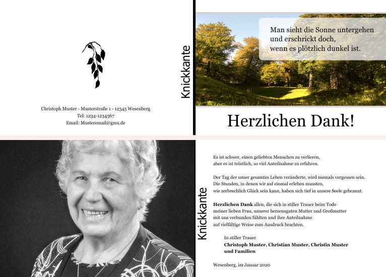 Danksagungen Trauer