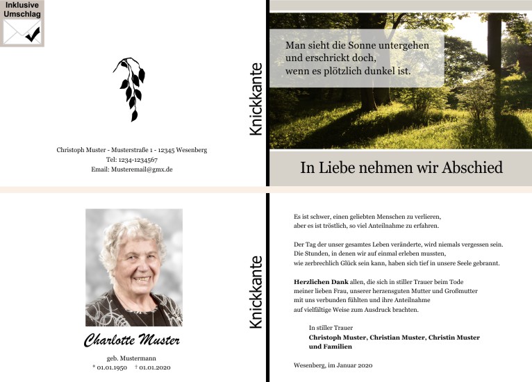 Danksagungen Trauer