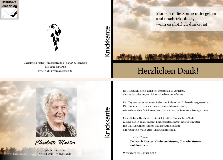 Danksagungen Trauer