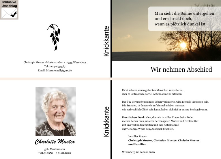 Danksagungen Trauer