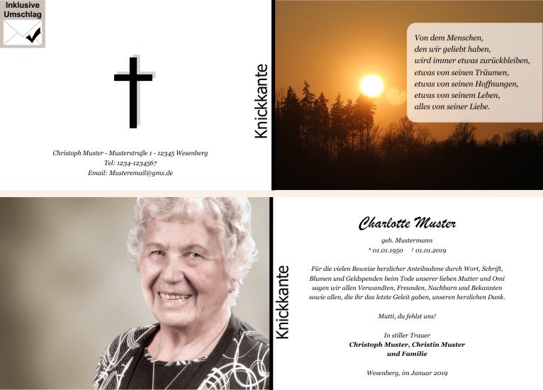Danksagungen Trauer