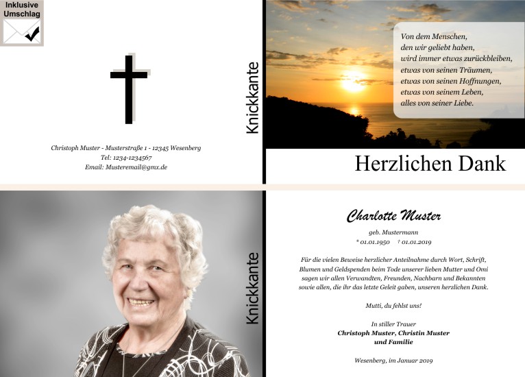 Danksagungen Trauer