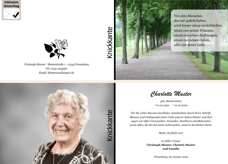 Danksagungen Trauer