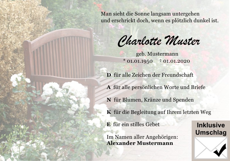 Danksagungen Trauer