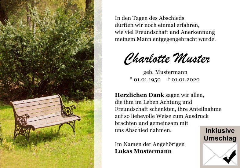 Danksagungen Trauer