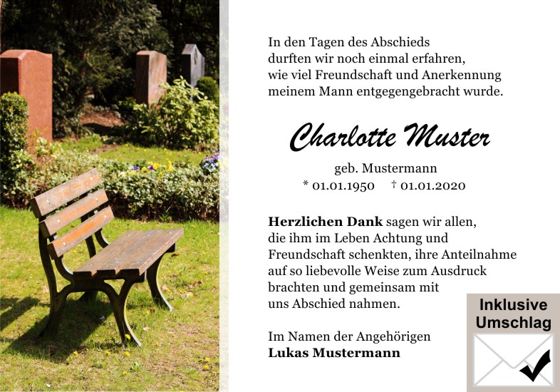 Danksagungen Trauer