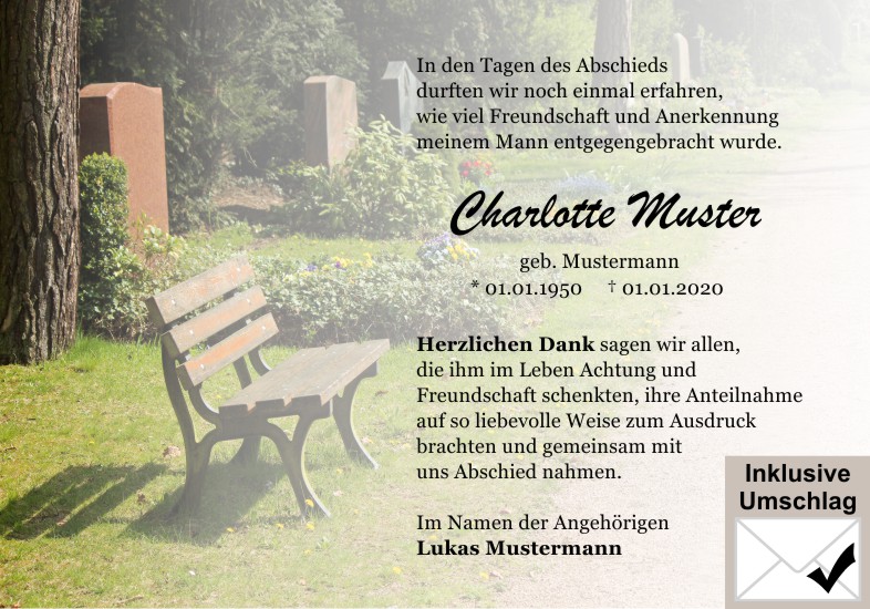 Danksagungen Trauer