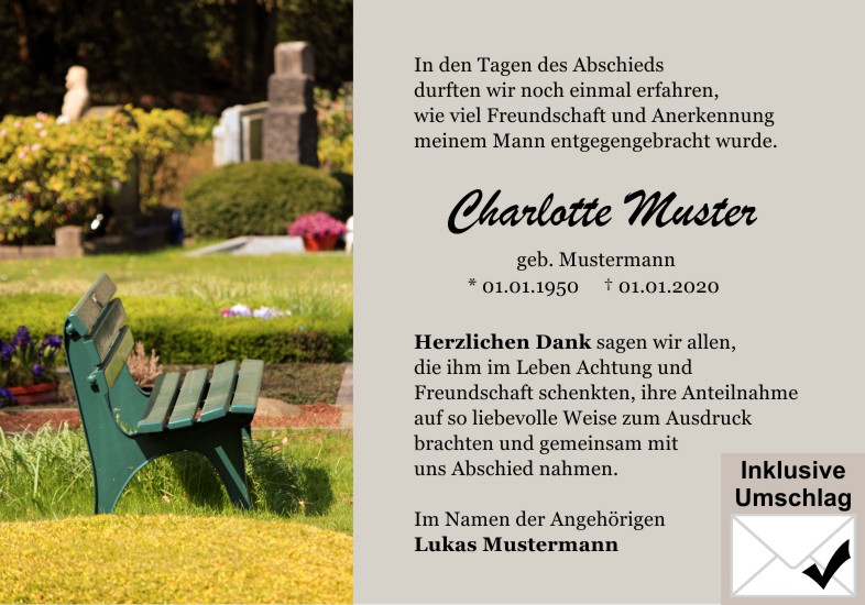 Danksagungen Trauer