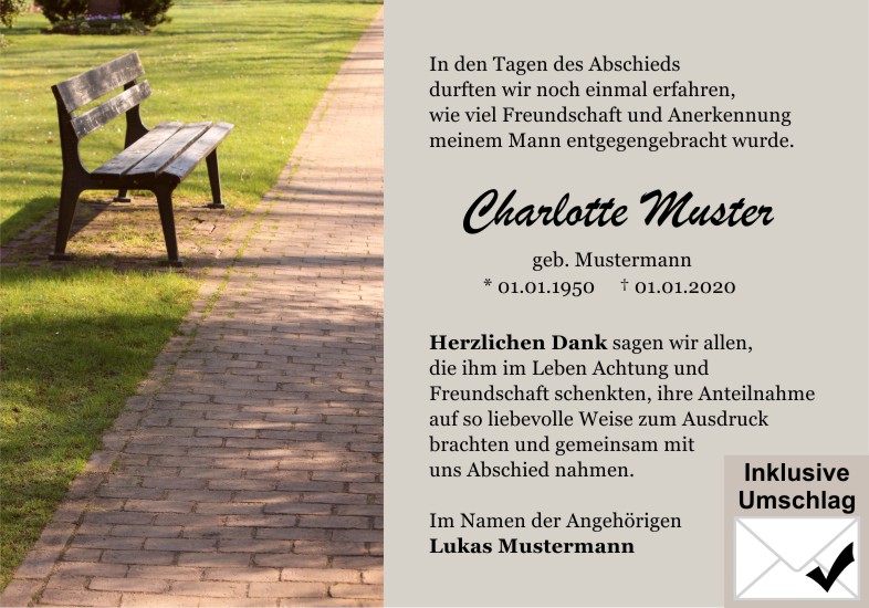 Danksagungen Trauer