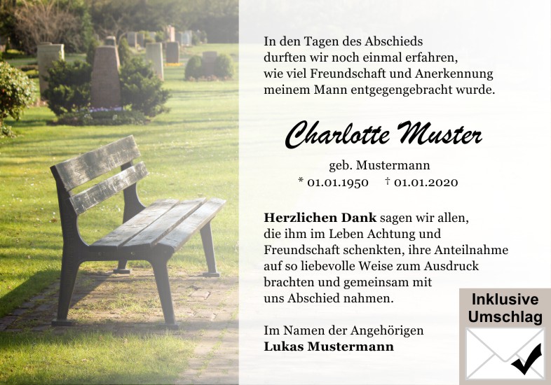 Danksagungen Trauer
