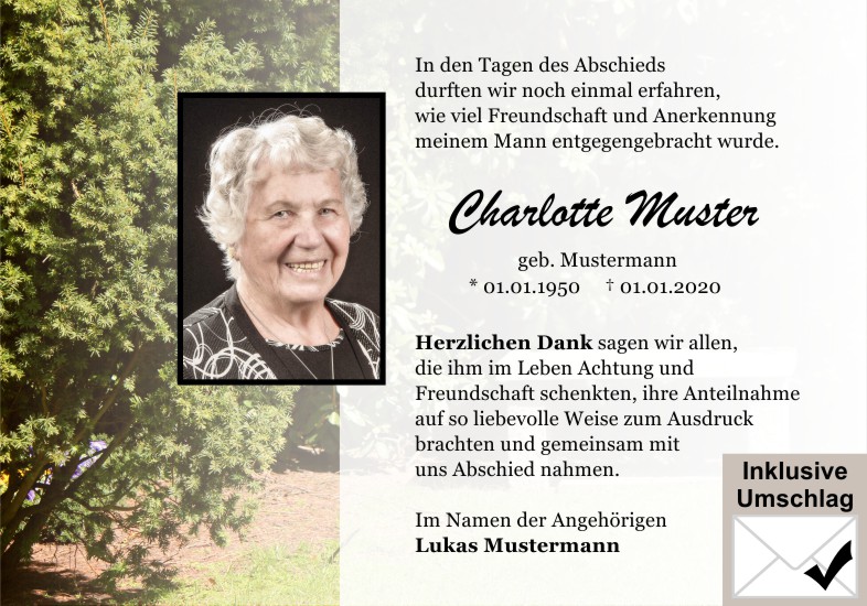 Danksagungen Trauer