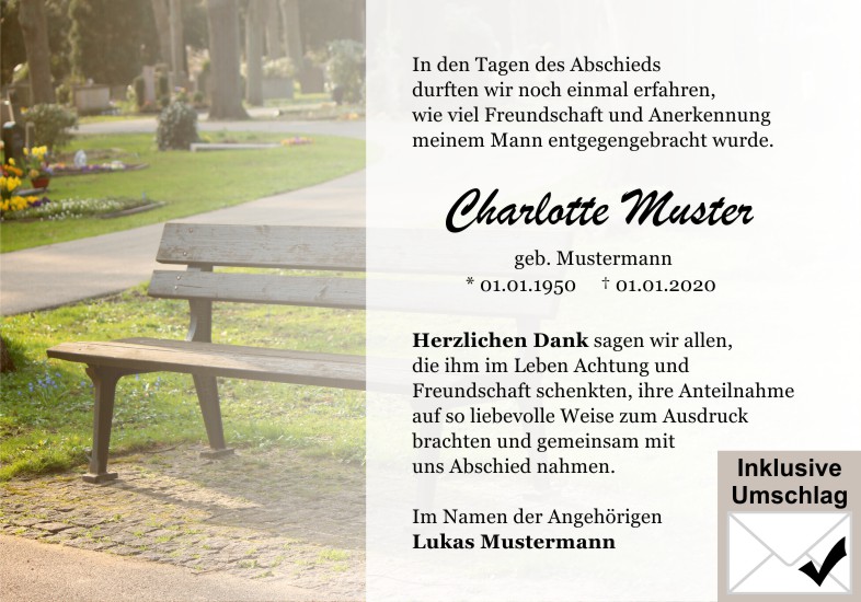 Danksagungen Trauer