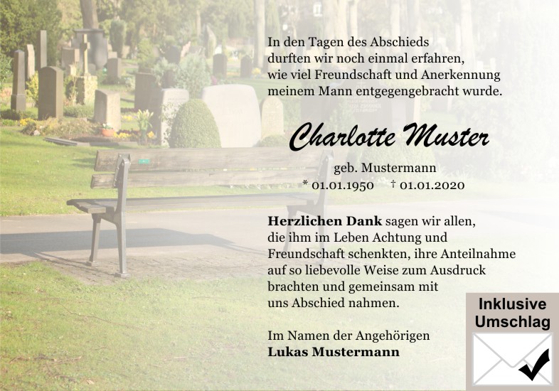Danksagungen Trauer
