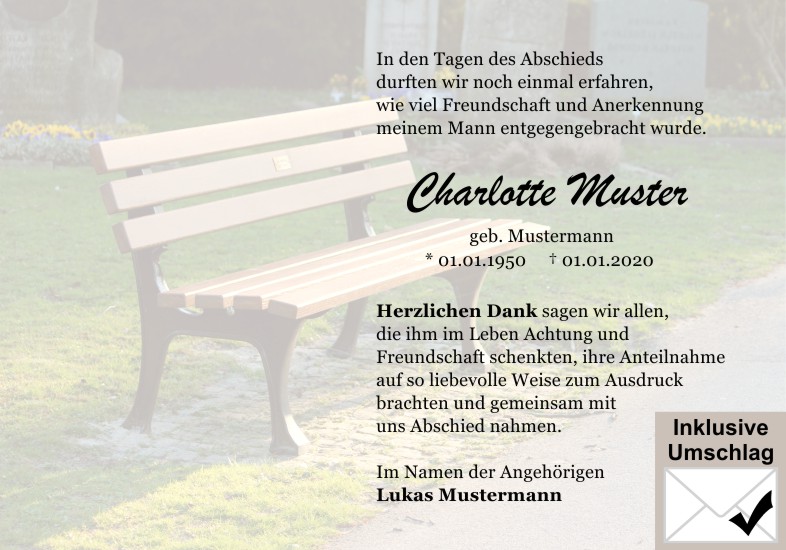 Danksagungen Trauer
