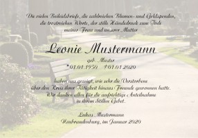 Trauerkarten Danksagung