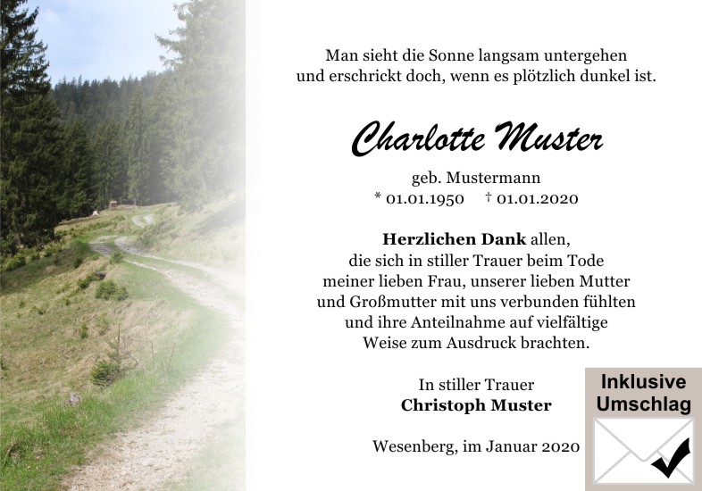 Danksagungen Trauer