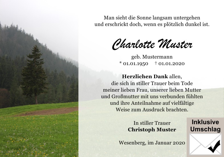 Danksagungen Trauer