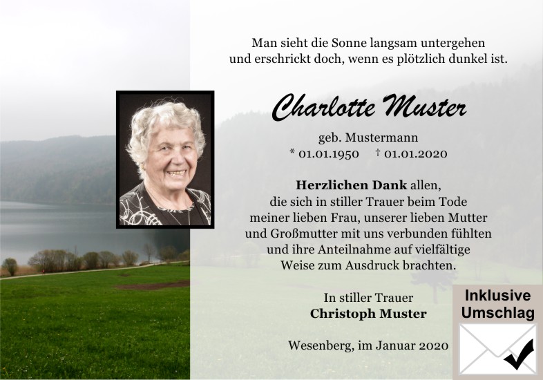 Danksagungen Trauer